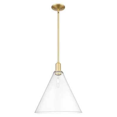 Arcadia - Benston - 1 Light 16" Stem Hung Mini Pendant - Brushed Satin Nickel Finish - Clear Shade
