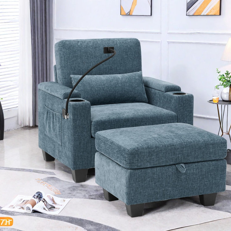 Fauteuil inclinable compact avec repose-pieds et charge USB