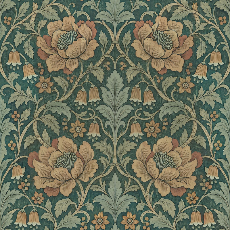 Papier peint floral botanique foncé, Non-Woven Non-Pasted