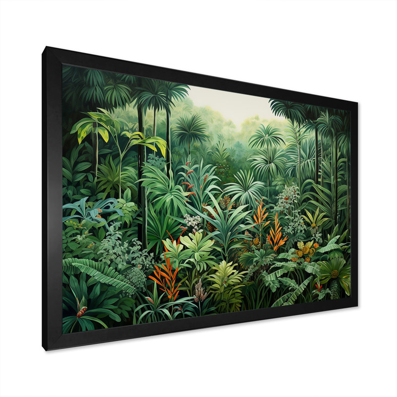 «Tropical Wilderness Escape I», reproduction sur toile, Cadre simple noir, H 34 po x l 44 po x P 1,5 po