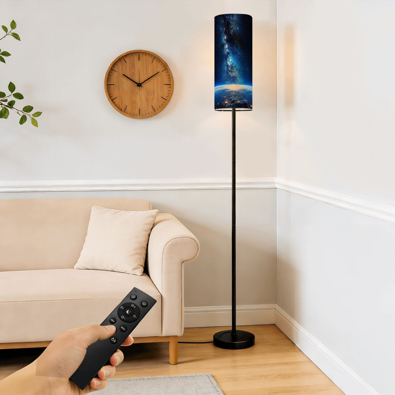 Lampe sur pied moderne avec commande à pied, abat-jour, abat-jour abat-jour haut, lampadaire, lampe sur pied Earth Sunrise Space