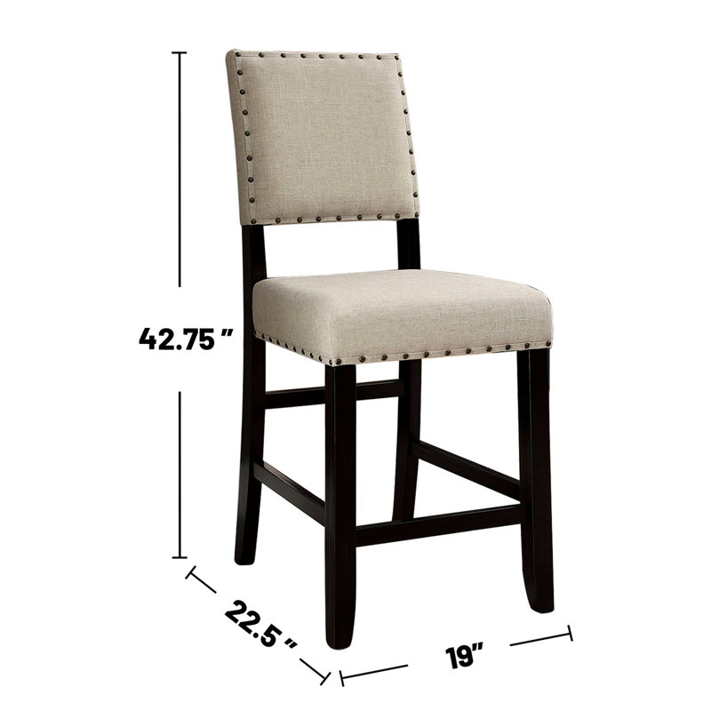 2 chaises à hauteur de comptoir au design audacieux, noir antique et beige vieilli en beige, de 2