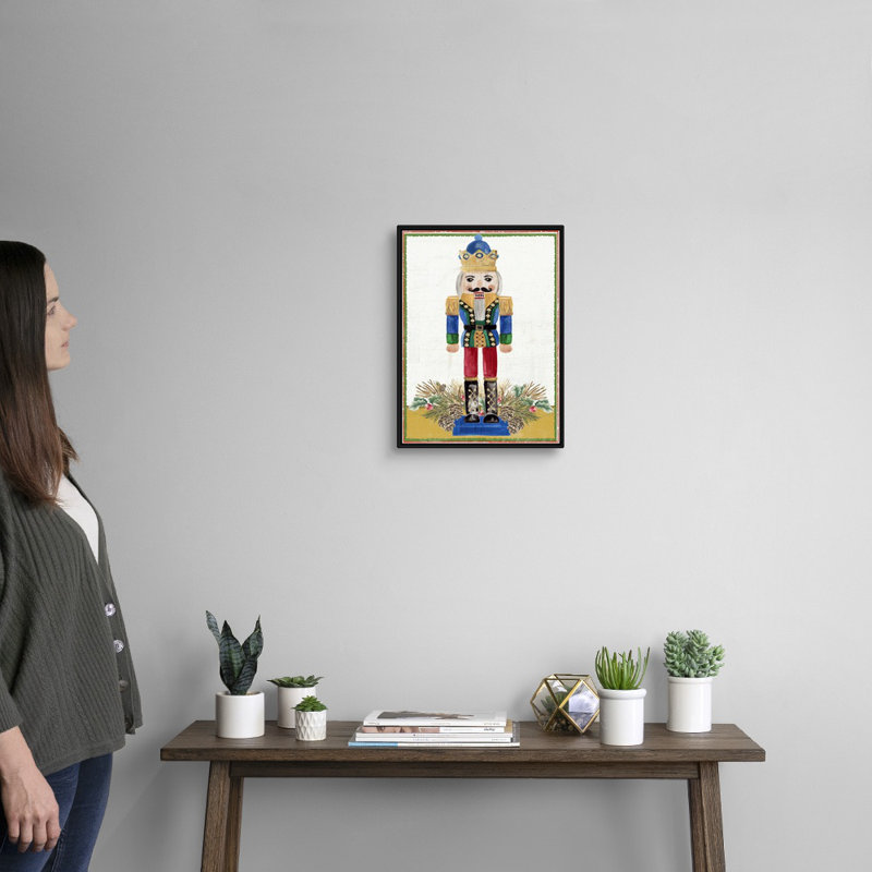 " Wintery Nutcracker " Painting Print, 18" H x 14" W x 1.75" D, Black Framed