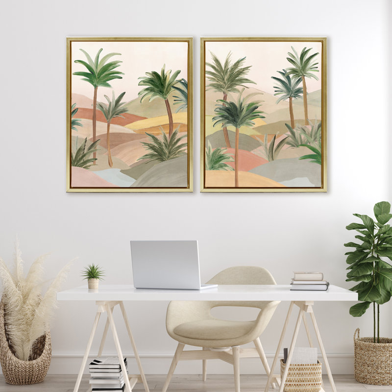 Ensemble de cadres flottants 2 pièces Exotic Desert Oasis, design par Ian C., H 31 po x l 25 po