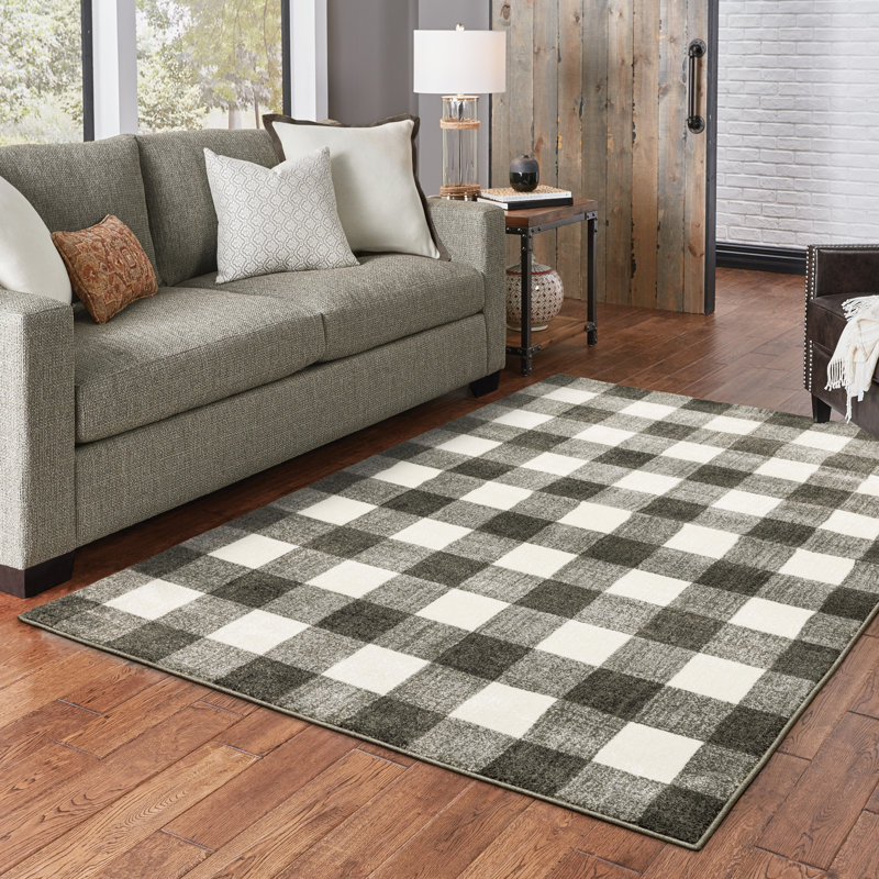 Tapis gris anthracite / ivoire Dashelle, Rectangle 1 pi 11 po x 3 pi 3 po