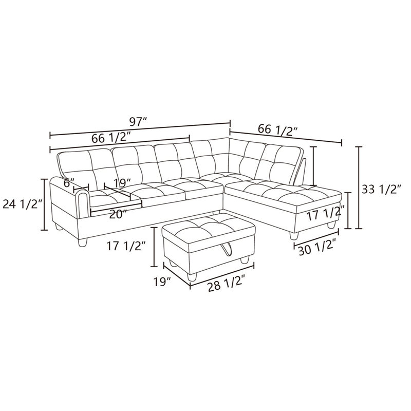 Canapé modulaire 3 pièces