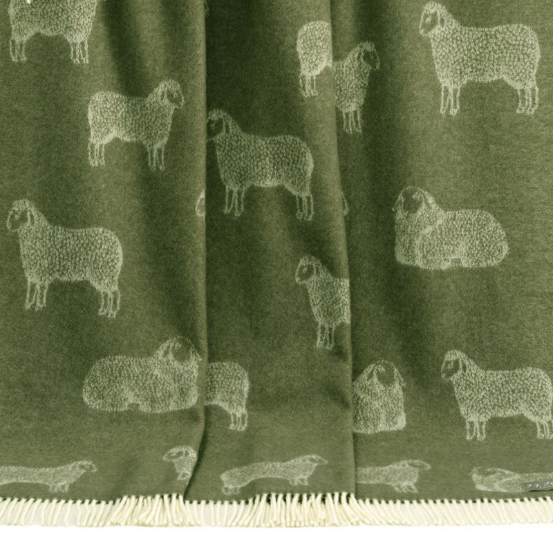 Green Sheep Merino Wool Throw