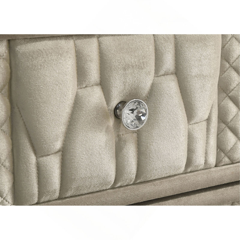 Ivory / Camel 2-drawer LED Nightstand with USB