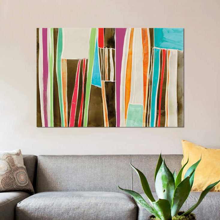 « stripe flat ii », reproduction sur toile, H 18 po x l 26 po x P 1,5 po, Pas de tapis, Toile tendue