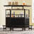Bar Unit For Liquor, 4 Tier Home Bar Cabinet With Storage Shelves And Footrest, Corner Mini Bar Table With Wine Glass Holder For Home/Kitchen/Bar/Pub, Black