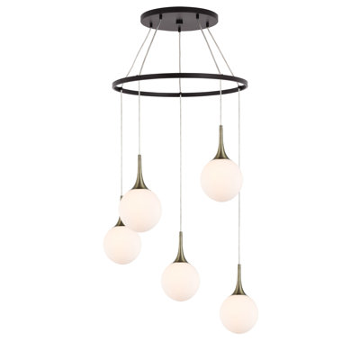 Luminaire suspendu en grappe 5 lumières Ovellette