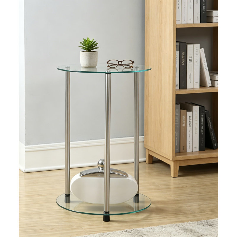 Table de bout ronde à 2 niveaux en verre Designs2Go
