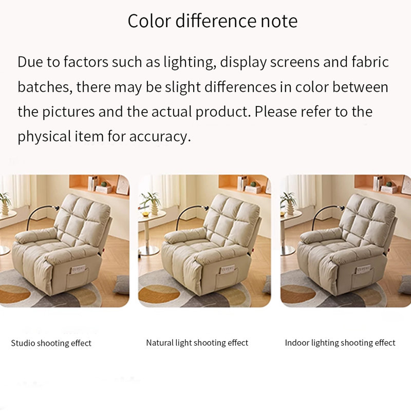 Sleek Recliner with Adjustable Angle Storage, Beige
