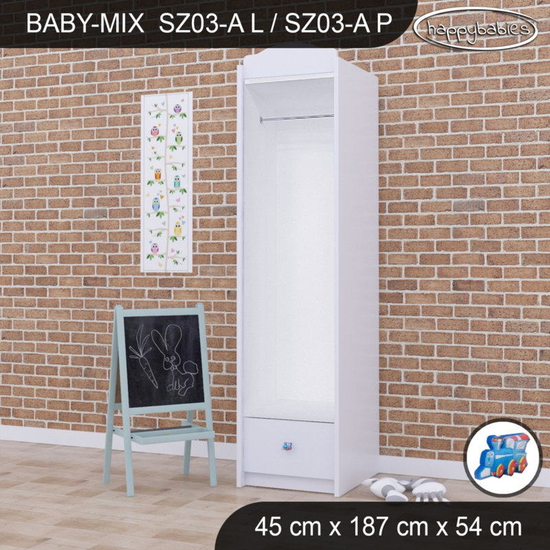 Baby Mix Choo 1 Door Wardrobe, White