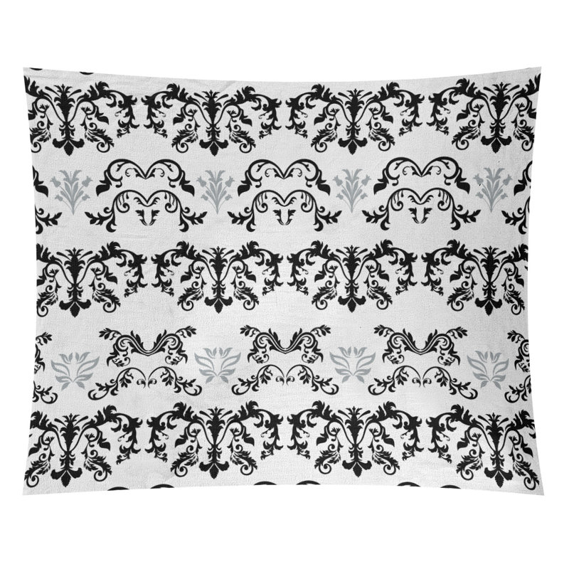 Tapisserie baroque en microfibre Oakland Football, H 68 po x l 80 po, Blanc / noir / gris