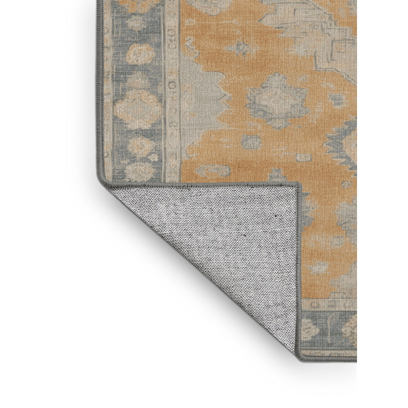 Tapis gris lavable à la machine, Rond 8 pi