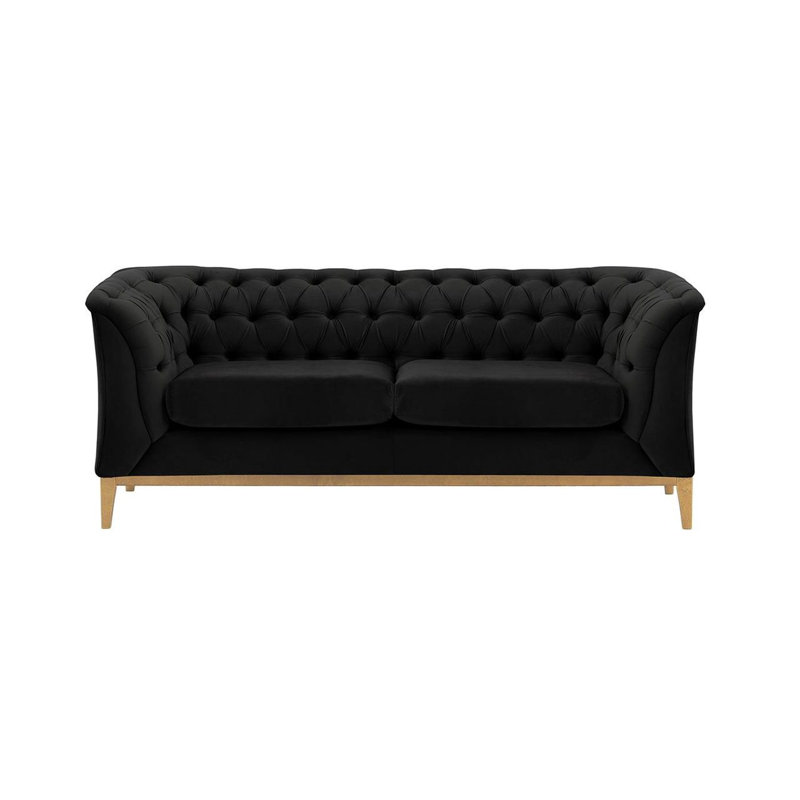 Chesterfield Modern 2 Seater Sofa Wood, Black