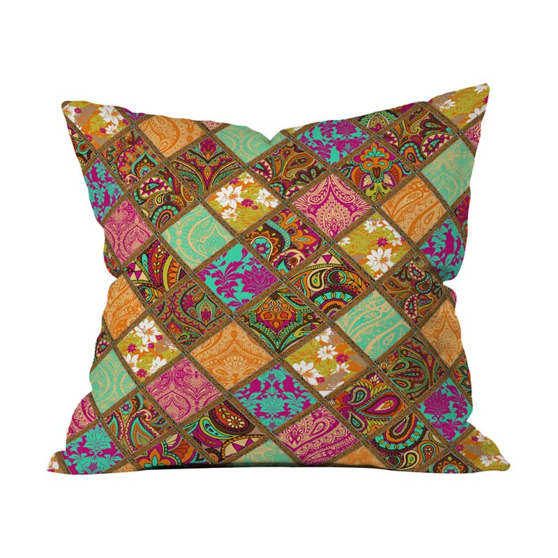 Coussin intérieur / extérieur Patchwork, 20 po x 20 po, Orange