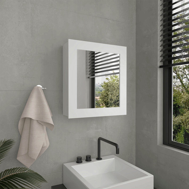 Medicine Cabinet With Mirror Door 20.5" High Cabinet Organizer With Two Interior Shelves  For Bathroom, Kitchen, Mudroom