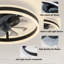 Ventilateur de plafond encastré noir de 18,8 po avec lumière, télécommande et 6 vitesses, DEL à intensité variable pour la chambre à coucher et les espaces de vie-1316714301