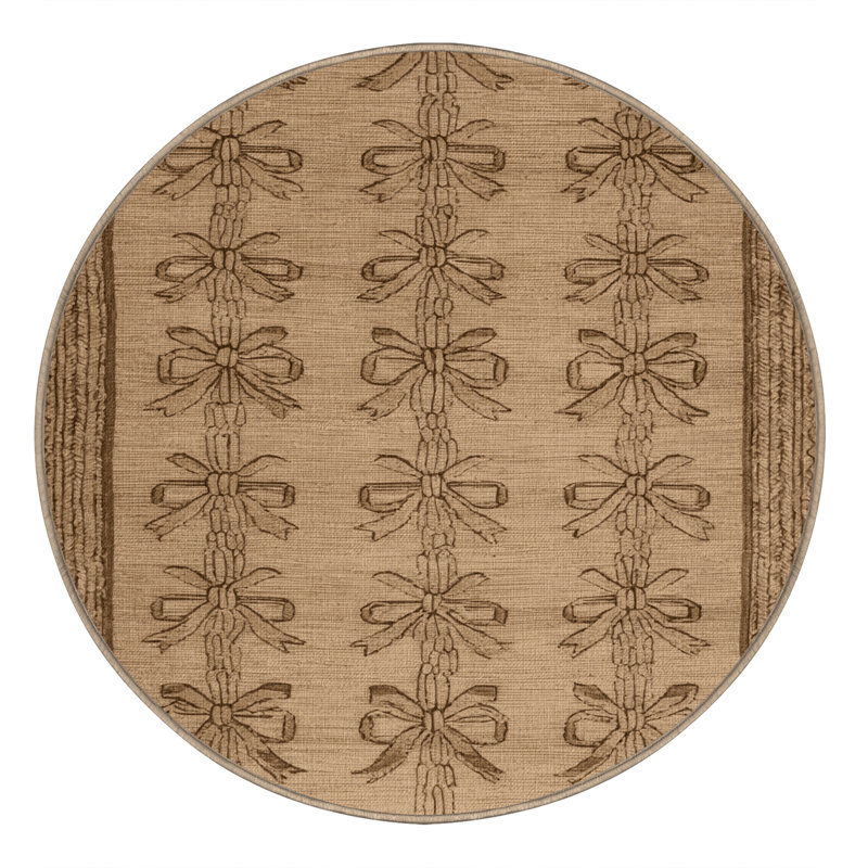 Tapis beige français lavable à la machine, Rond 8 pi