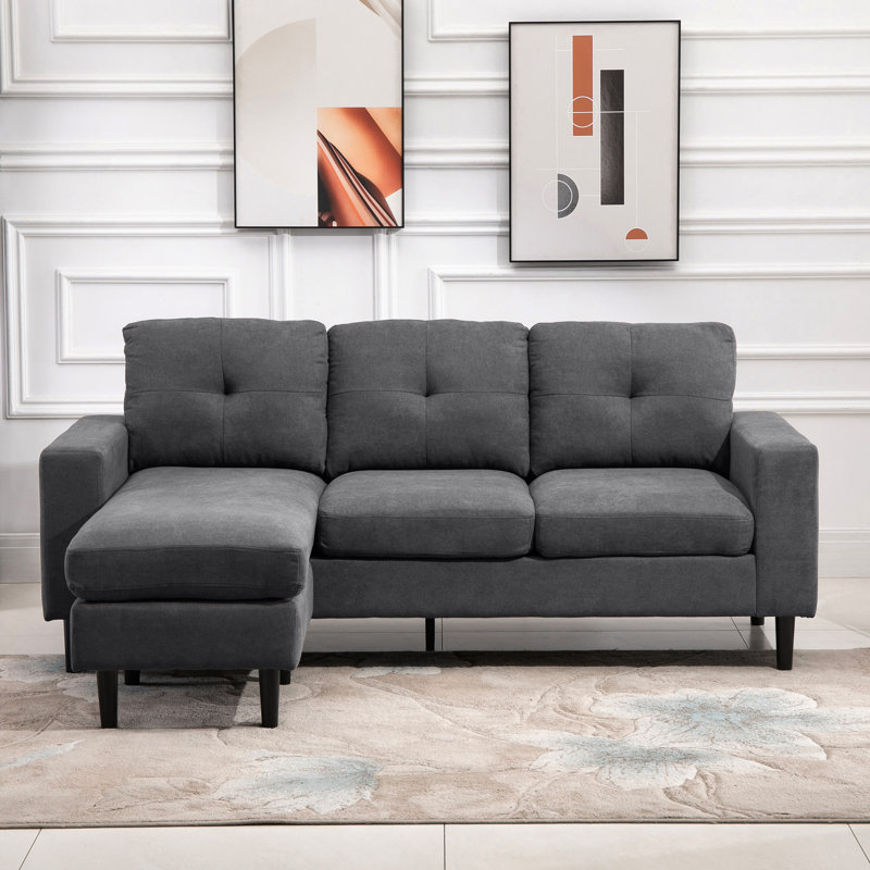 Canapé à accoudoirs encastrés 76 ", Mélange de polyester gris