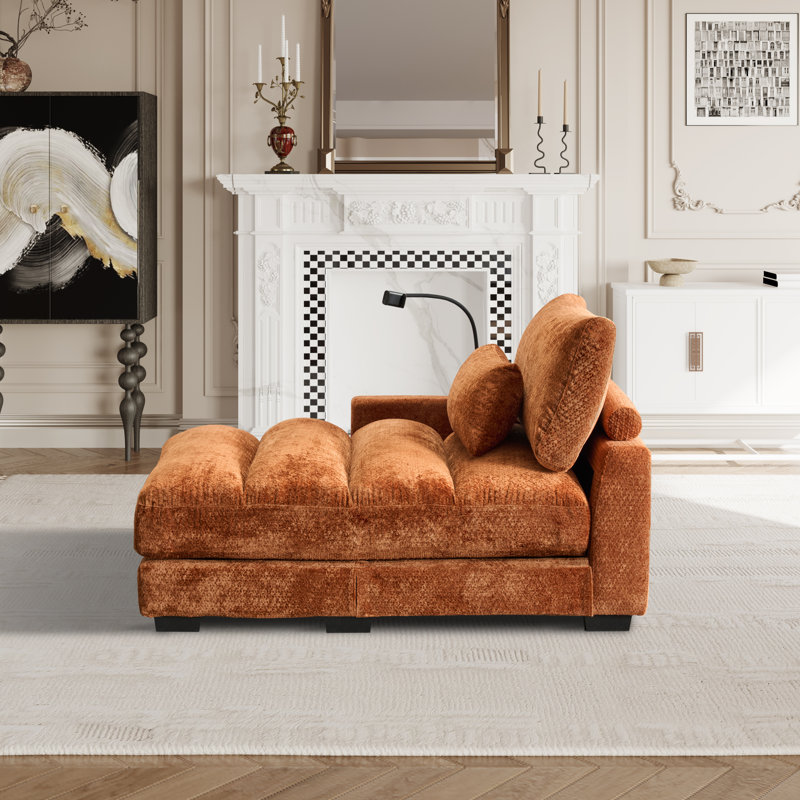 Chaise longue modulaire en chenille avec accoudoirs, port USB, porte-gobelet et porte-téléphone - chaque siège avec support