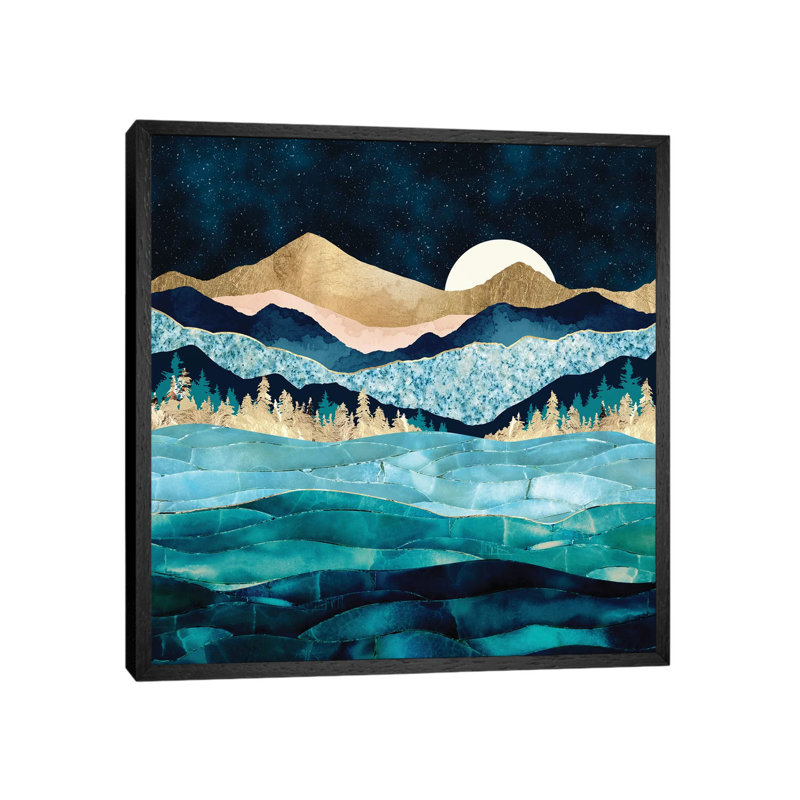 Midnight Ocean - Print on Canvas, 66.04 cm H x 66.04 cm W, Black Framed