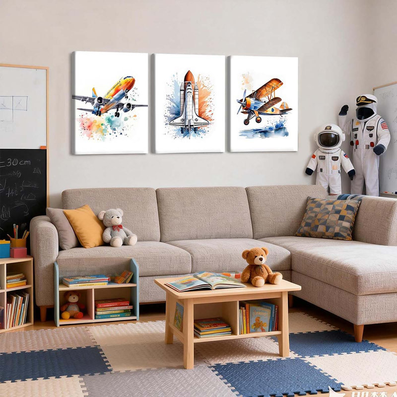 3 Piece Wrapped Canvas Print, 40 cm H x 90 cm W