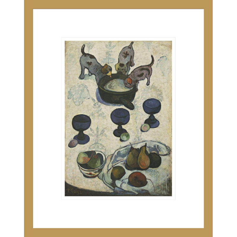Nature morte avec trois chiots par Paul Gauguin - Estampe numérique encadrée, H 16,75 po x l 13,34 po
