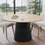 Table de salle à manger 52 "à deux tons ronde en chêne avec piédestal en bois massif Table de salle à manger moderne pour 6 personnes-353703864-353703867
