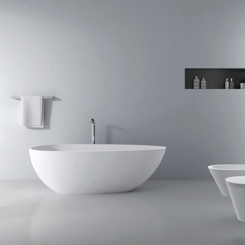 Baignoire de trempage autoportante à surface solide de 66,9 pouces pour salle de bain
