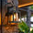 1-Light Glass Iron Outdoor Sconce Light Wall Lantern Mount Sconce