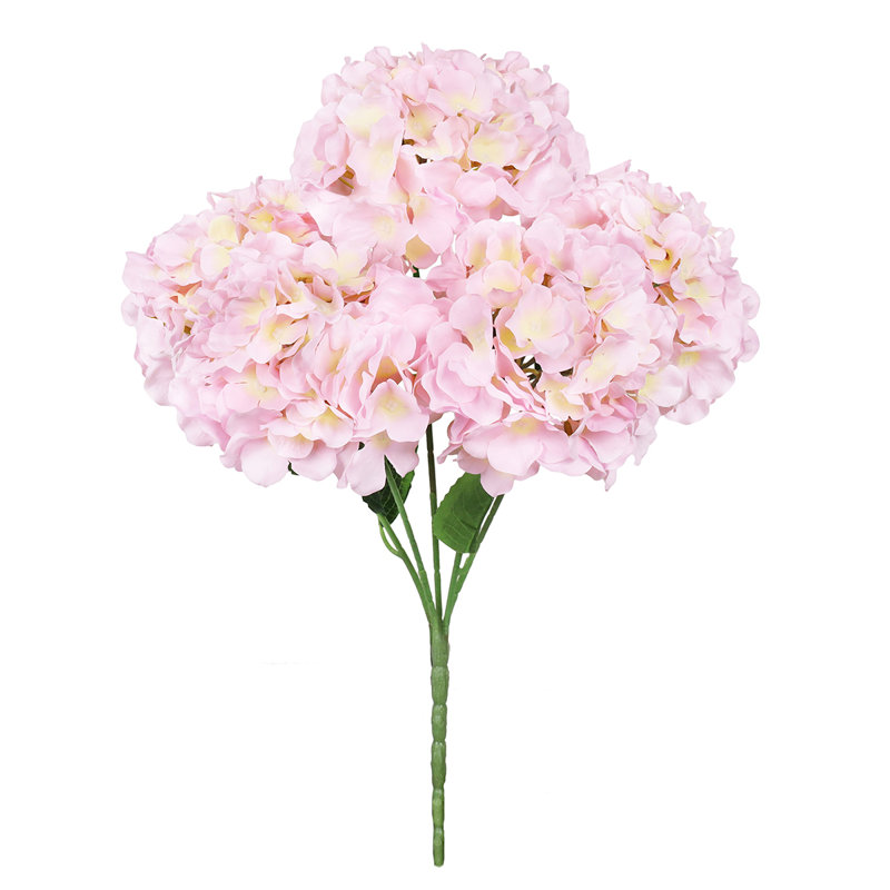 Artificial Hydrangea Flower Stem Bush Bouquet, Baby Pink