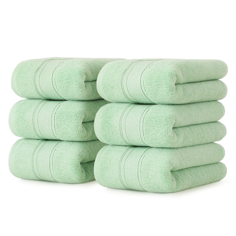 6 Pieces Hand Towel Set 16"x28", 100% Cotton Highly Absorbent Hand Towels for Bathroom Gym Spa Hotel, Mint Cream Green