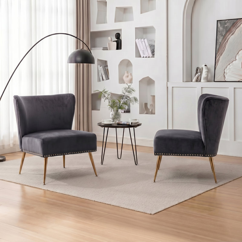 Chaise rembourrée en velours, Grey
