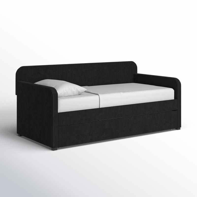 Lit de jour simple avec couchette Antonius, Noir