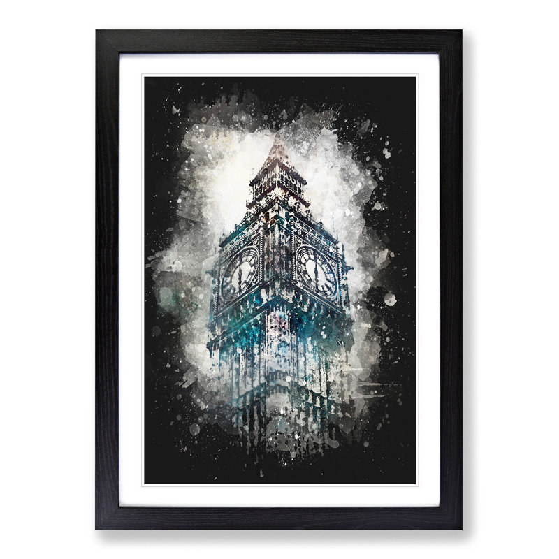 Big Ben London - Picture Frame Graphic Art Print, 33cm H x 24cm W x 2cm D, Black Framed