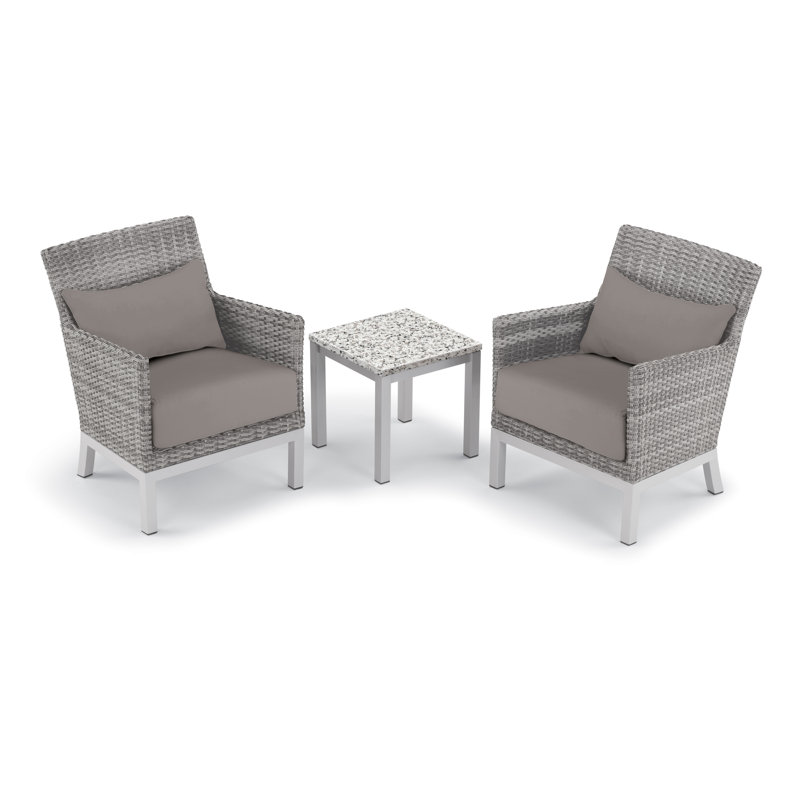 Argento and Travira Outdoor 3 - Piece Conversation Set, Stone