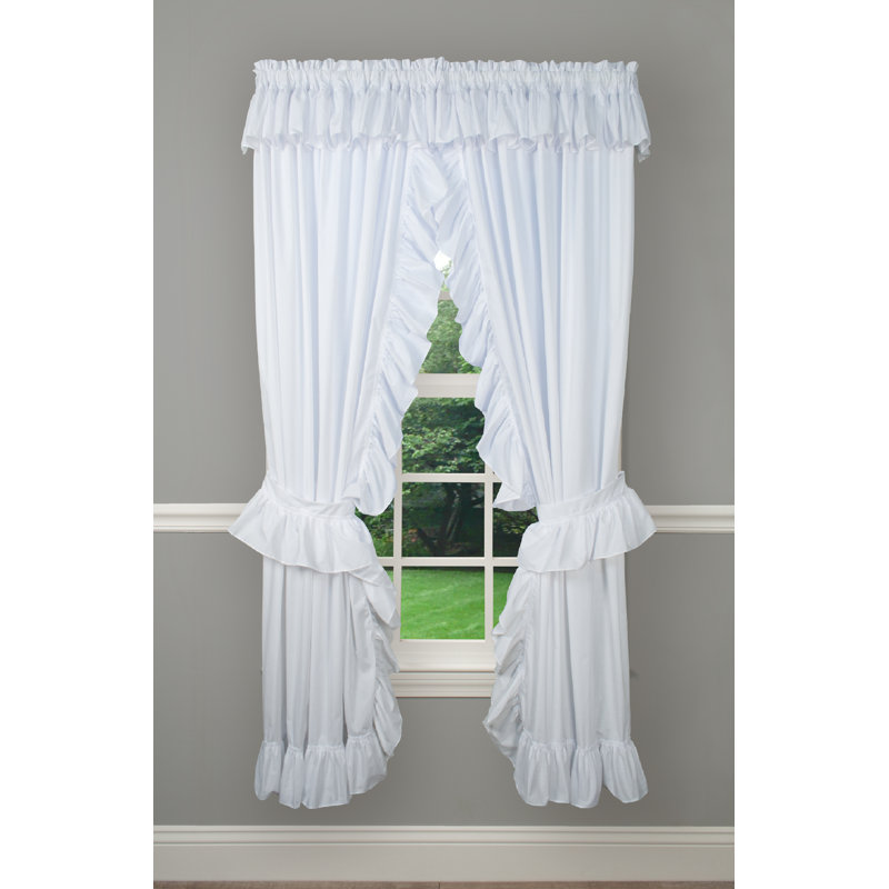 Aashriya Cotton Blend Sheer Curtain Pair, White, 40" W x 84" L