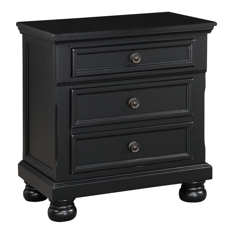 Table de chevet avec tiroirs cachés, Black