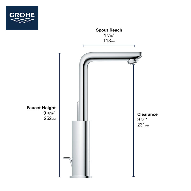Robinet de salle de bain monotrou avec ensemble de drain Lineare ™, Chrome étoilé