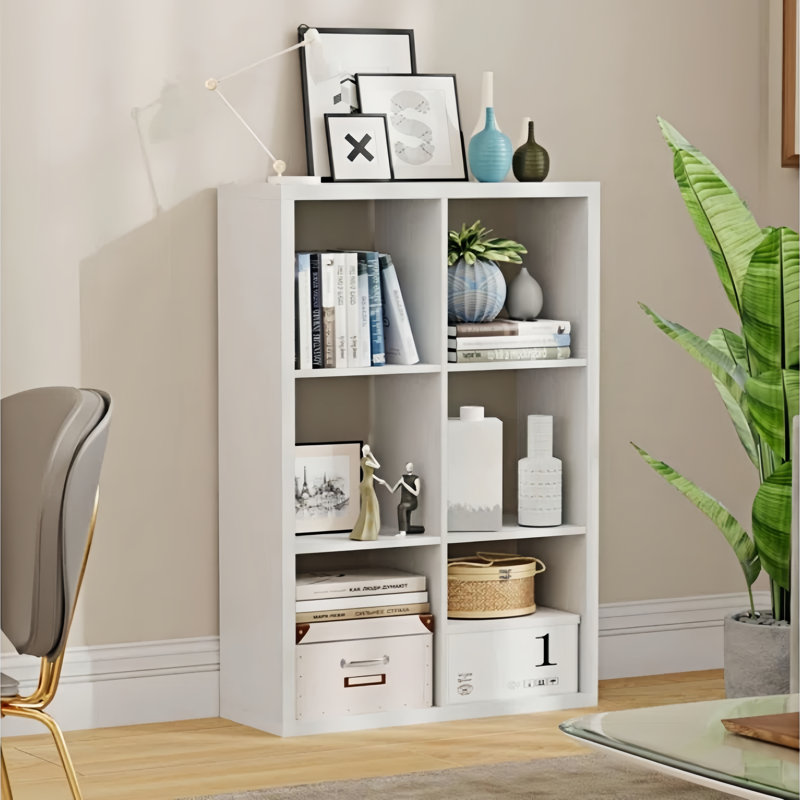 Étagère de rangement en bois à 6 cubes avec rangement ouvert pour le salon, la chambre à coucher et le bureau blanc, Blanc