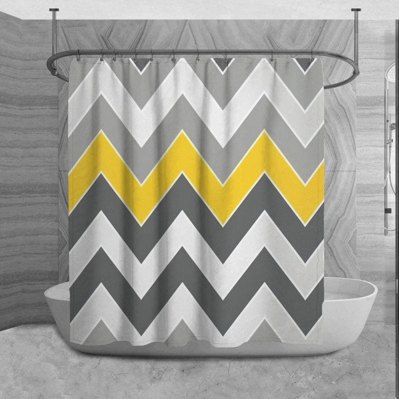 Rideau de douche Fanette, H 93 po x l 70 po, Gris / Jaune