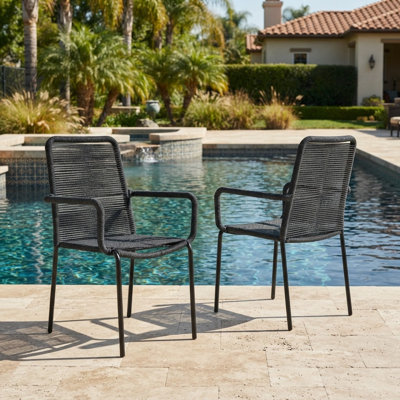 Brittany Stackable Rope Patio Dining Armchair