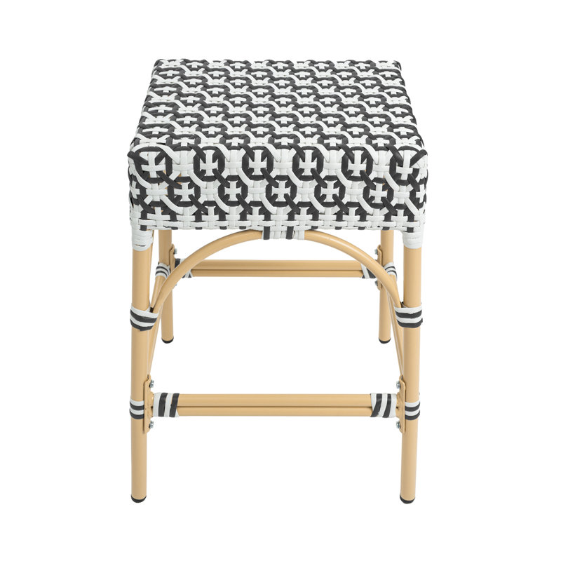 Tabourets de bar en polyuréthane tissé Coastal, Noir / blanc