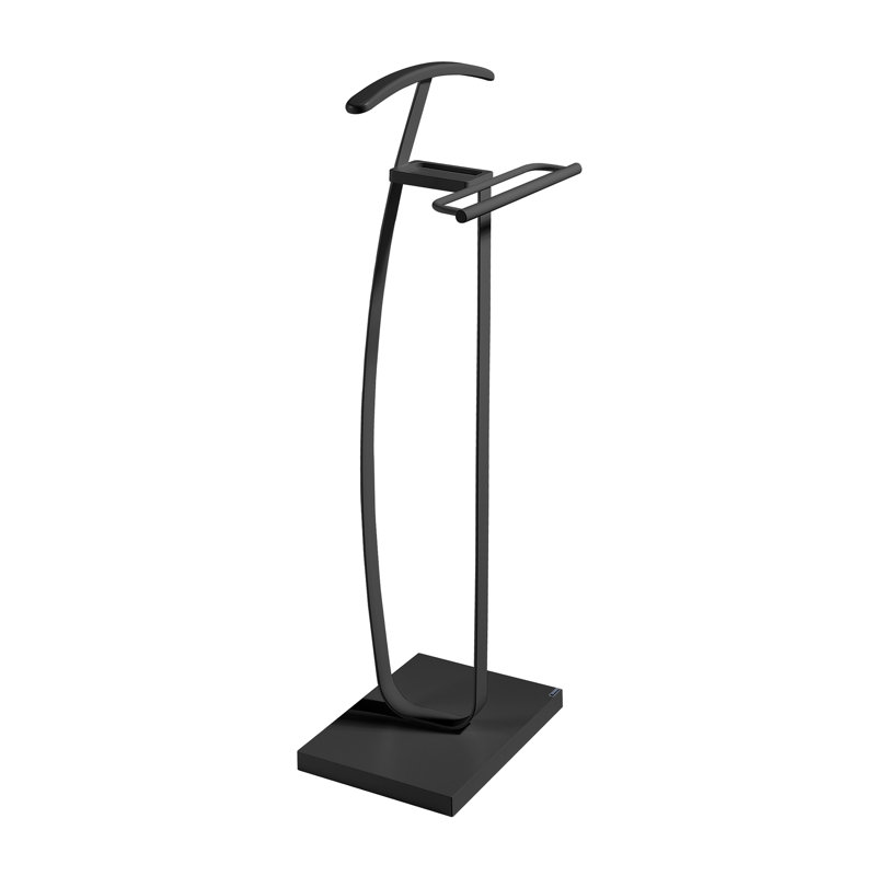 Solid Wood Freestanding Valet Stand, Jet Black