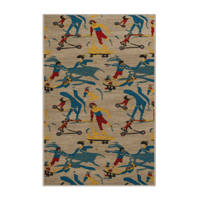 Washable Inline Skating Sports Area Rug