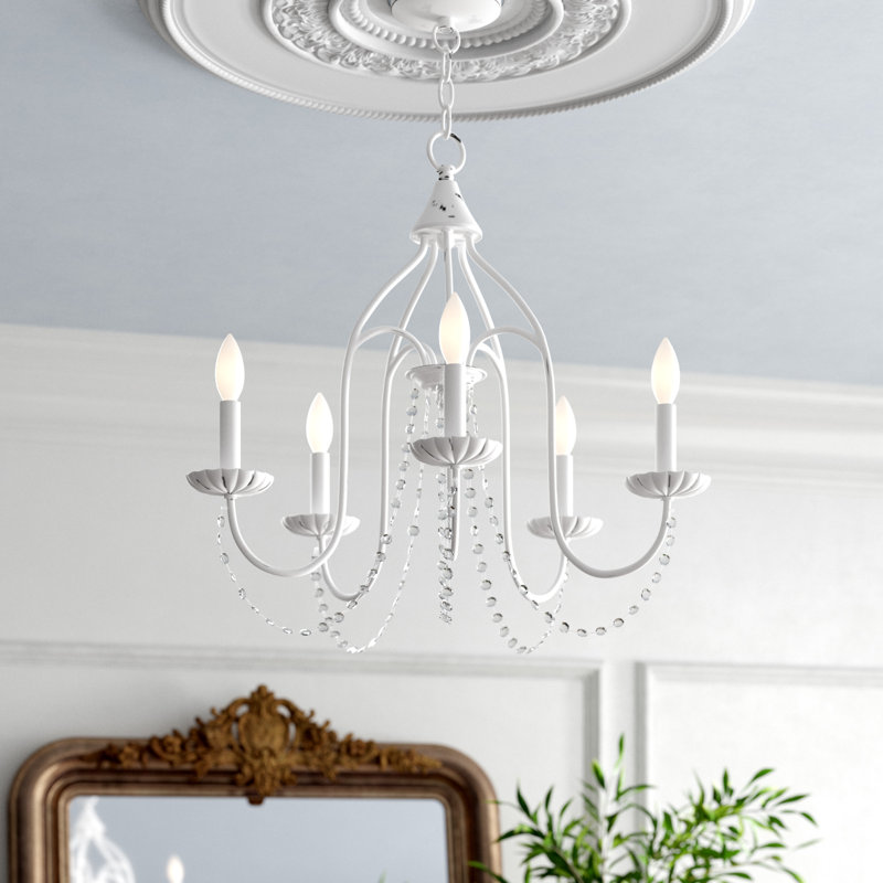 Hauppauge 5 - Light Dimmable Classic / Traditional Chandelier, Antique White