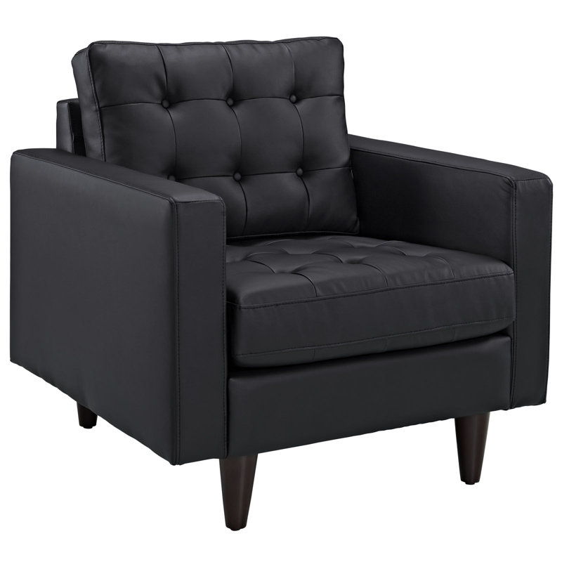 Chaise avec accoudoirs en cuir Modway Empress, Similicuir noir